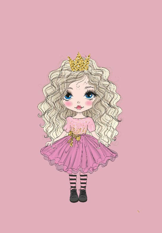 روتختی دختر موفرفری زمینه صورتی