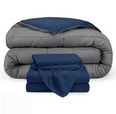 روتختی نخ پنبه سورمه ای و طوسی