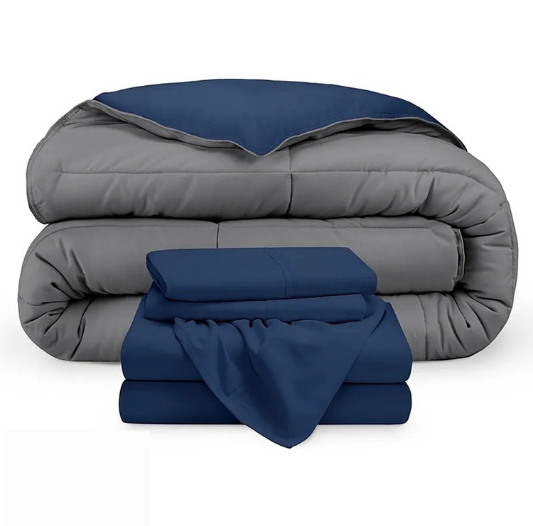 روتختی نخ پنبه سورمه ای و طوسی